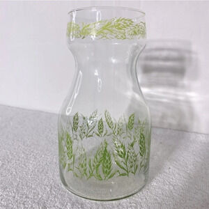 Vintage Libbey Spring  Floral Glass Juice Carafe Decanter Vase